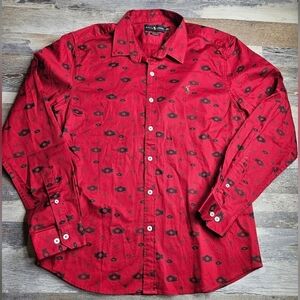 Ralph Lauren Men's XL Custom Fit Long Sleeve Button Down Shirt Red with Black